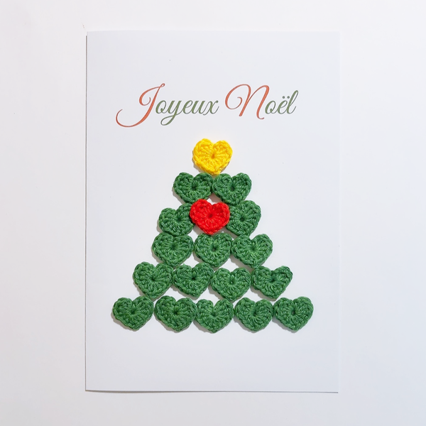 Merci~ les Fleurétoilées ~! : Une carte de Noël en cœurs crochetés (Tuto)