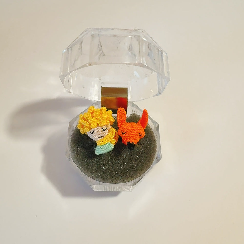 Bague Le Petit Prince et Renard - Micro-Crochet Amigurumi Fait Main