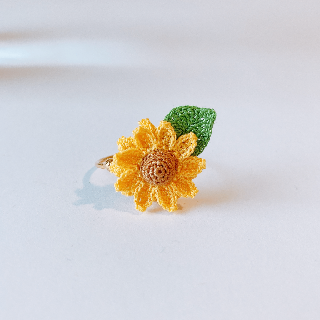 Bague Tournesol au crochet Fleurétoilée