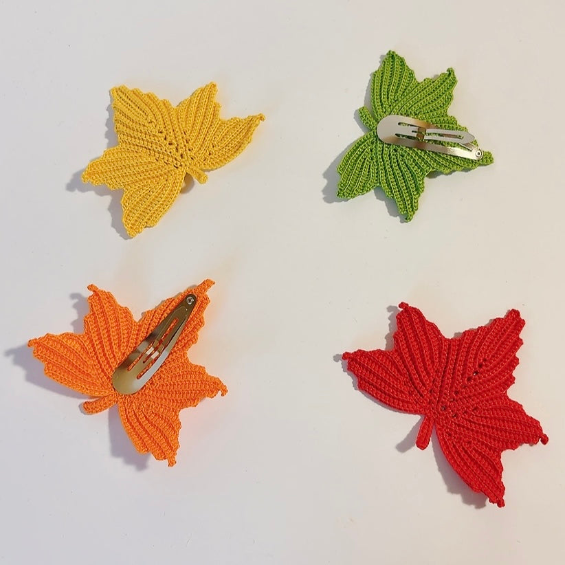 Barrette à Clip Crochet "Feuille d'Automne"