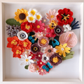 Tableau floral au crochet en forme de cœur Fleurétoilée