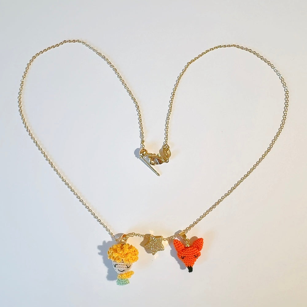 Collier Pendentif Modulable - Le Petit Prince, le Renard & l'Étoile au Crochet