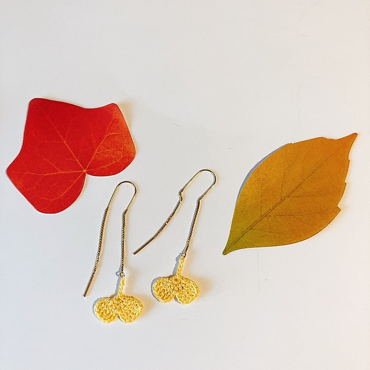 Boucles d'oreille en forme de feuille de ginkgo