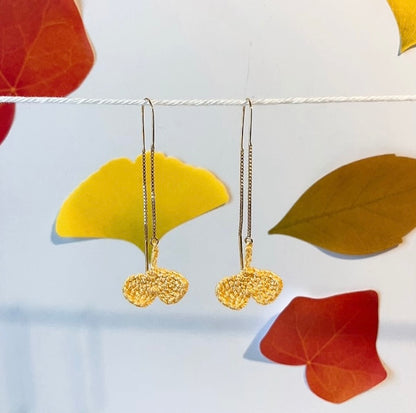 Boucles d'oreille en forme de feuille de ginkgo