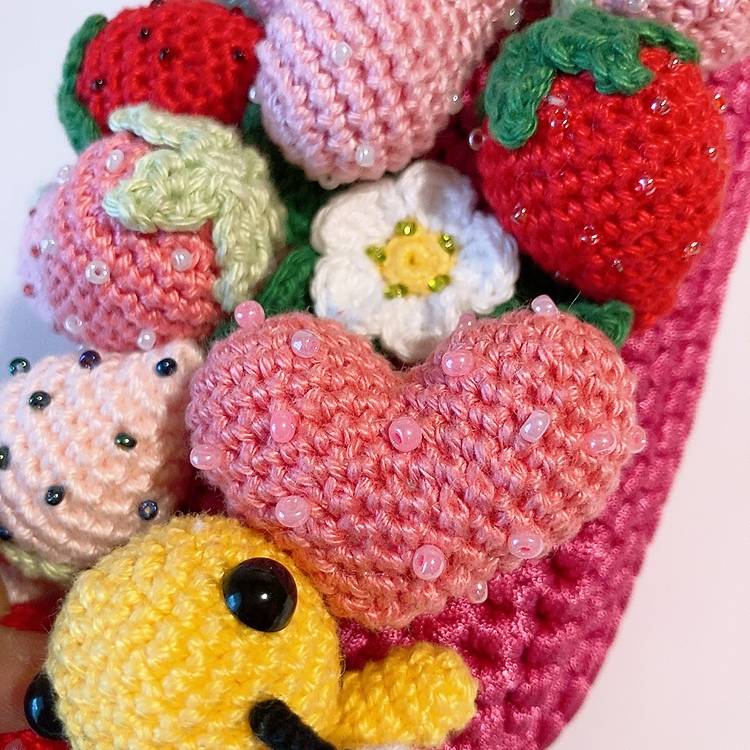 Mini sac bandoulière - Fraises et cœurs