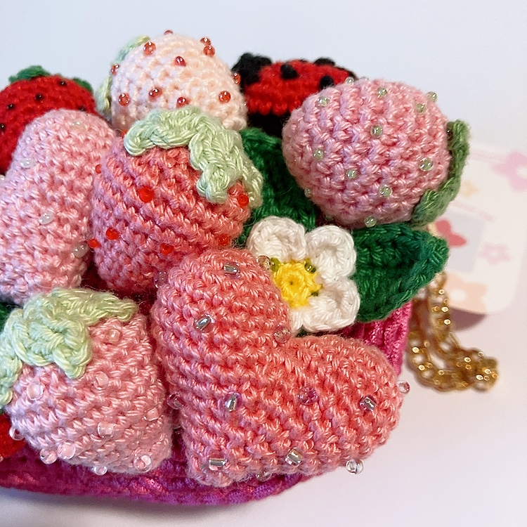 Mini sac bandoulière - Fraises et cœurs