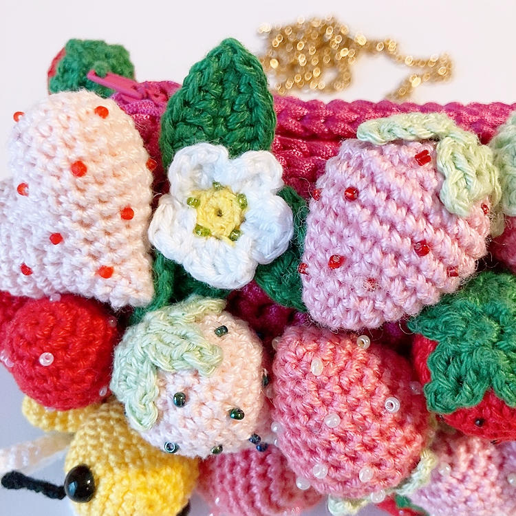 Mini sac bandoulière - Fraises et cœurs Fleurétoilée