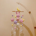 Mobile bébé étoilé en crochet – Lapin & Lune rose, fait main MÔBi MÛBi
