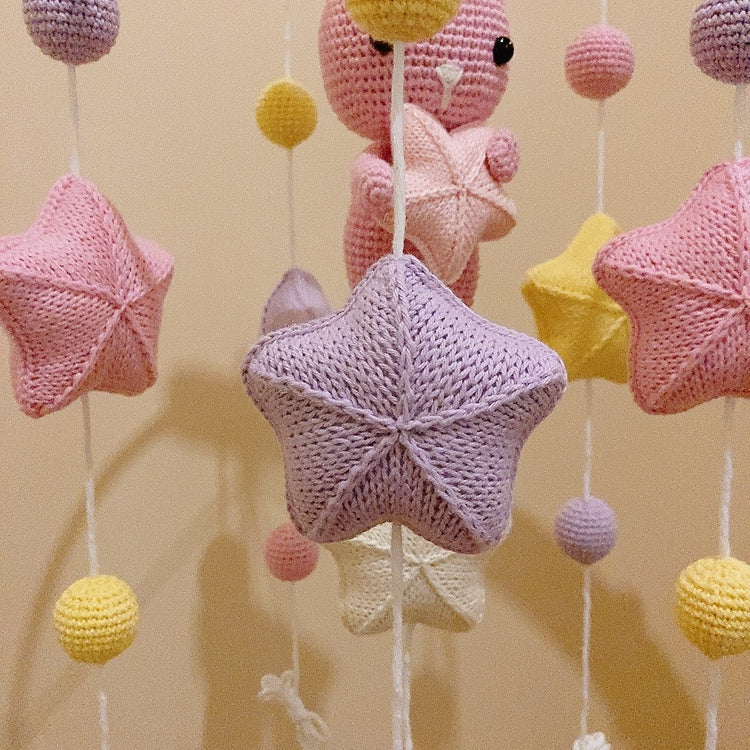 Mobile bébé étoilé en crochet – Lapin & Lune rose, fait main MÔBi MÛBi