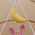 Mobile bébé étoilé en crochet – Lapin & Lune rose, fait main MÔBi MÛBi