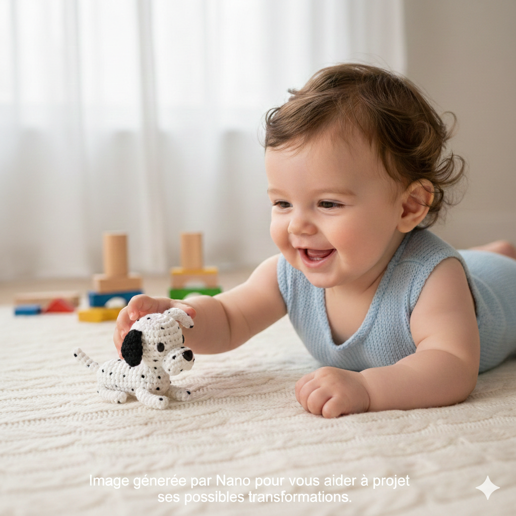 Mobile Bébé noir et blanc Évolutif "Les adorables Dalmatiens" - Crochet Fait Main