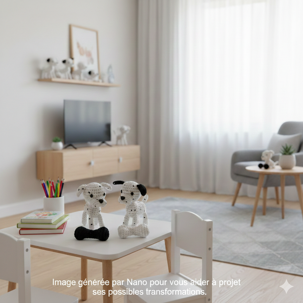 Mobile Bébé noir et blanc Évolutif "Les adorables Dalmatiens" - Crochet Fait Main