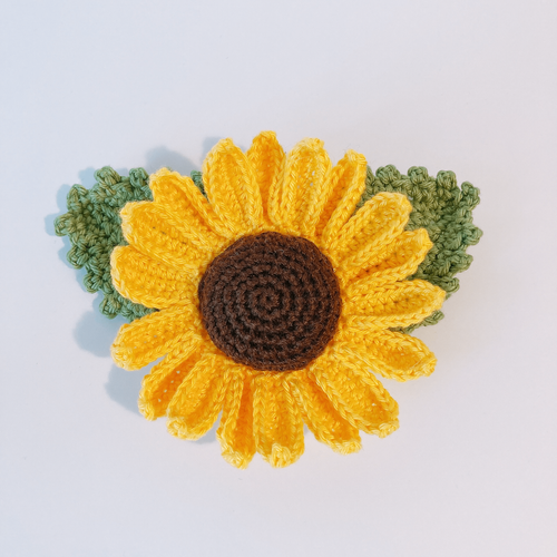 Barrette à cheveux Tournesol au crochet Fleurétoilée