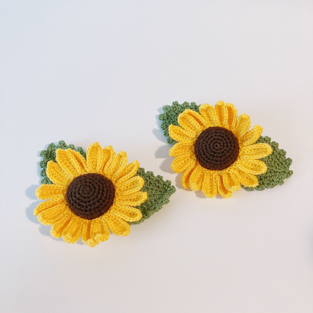 Barrette à cheveux Tournesol au crochet Fleurétoilée