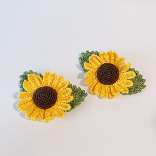 Barrette à cheveux Tournesol au crochet Fleurétoilée