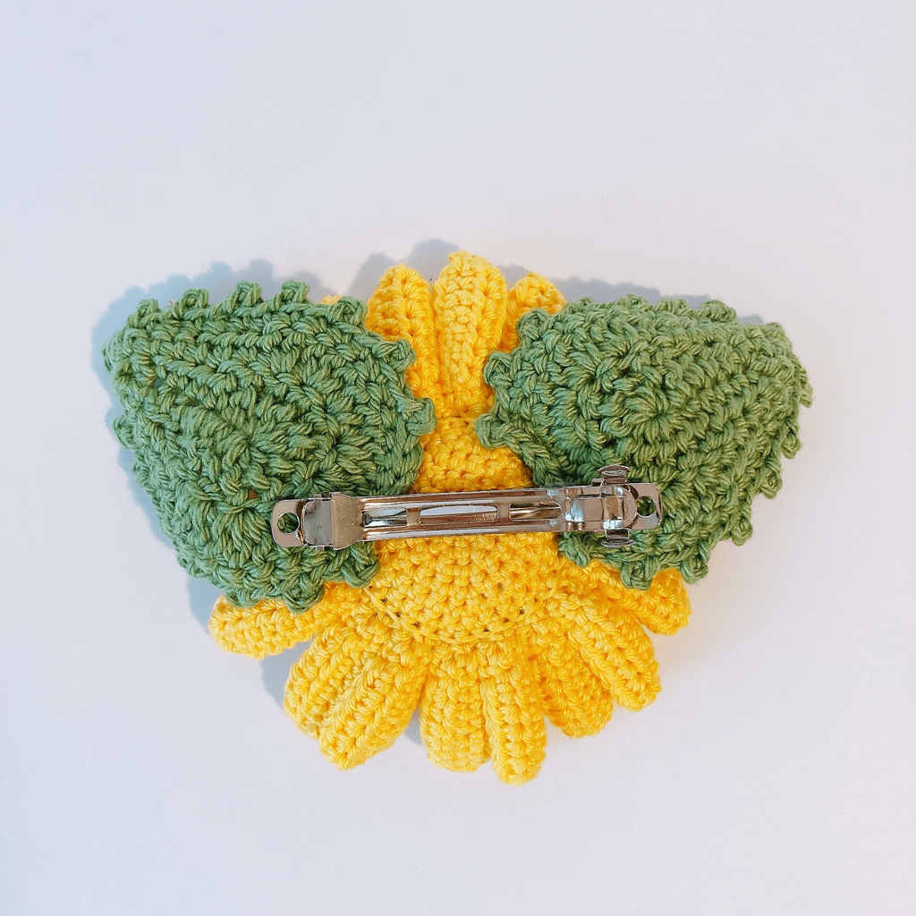 Barrette à cheveux Tournesol au crochet Fleurétoilée