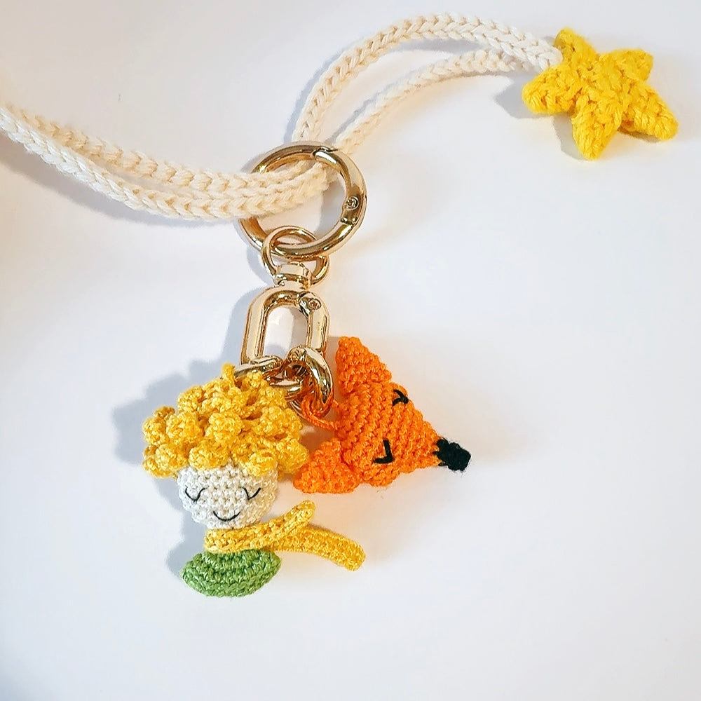 Porte-Clés Le Petit Prince et Renard - Crochet Amigurumi Fait Main