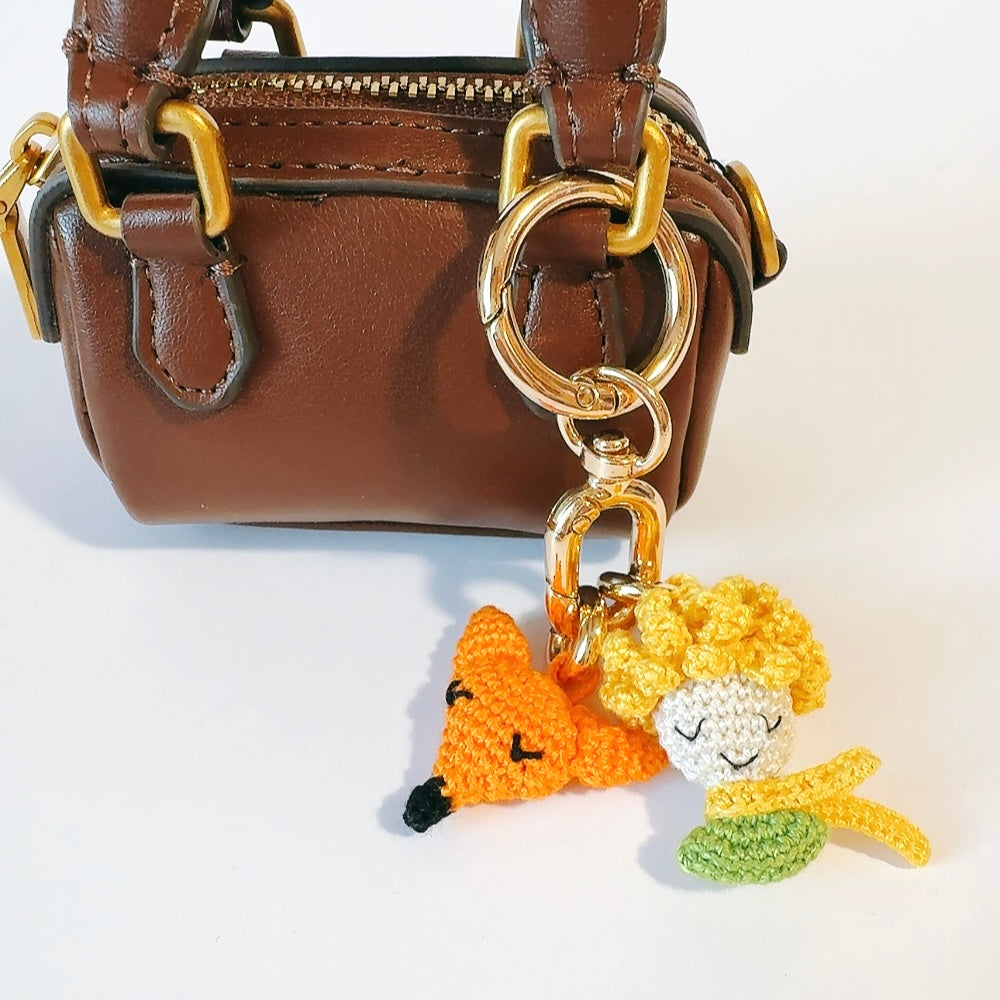 Porte-Clés Le Petit Prince et Renard - Crochet Amigurumi Fait Main