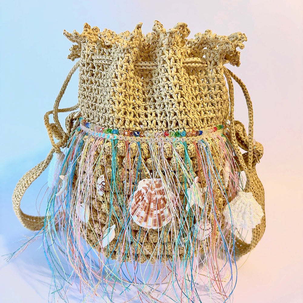 Sac d'été : Sirène - Sac en raphia au crochet