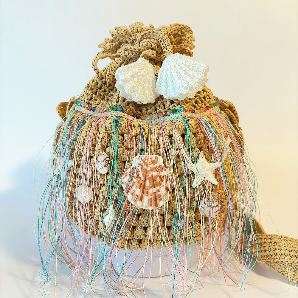 Sac d'été : Sirène - Sac en raphia au crochet