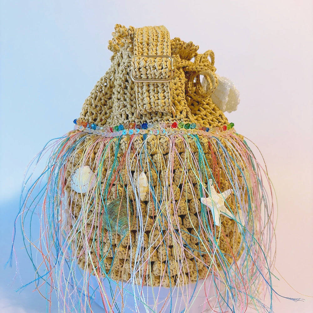 Sac d'été : Sirène - Sac en raphia au crochet