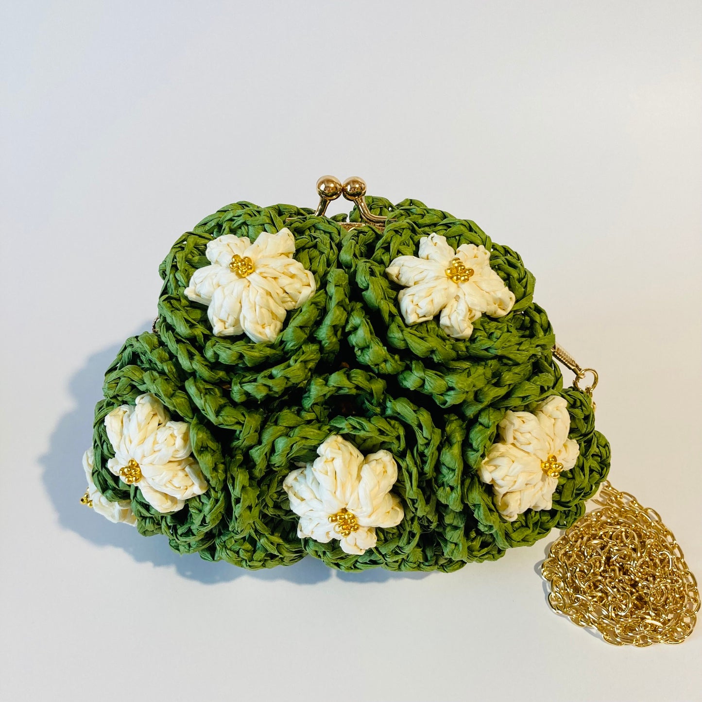 Boule de fleurs : Mini sac bandoulière en crochet