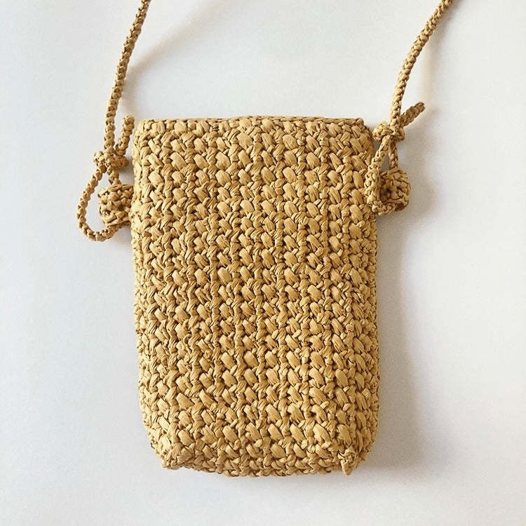 Pochette(Sacs Bandoulière) Telephone Portable en raphia Fleurétoilée