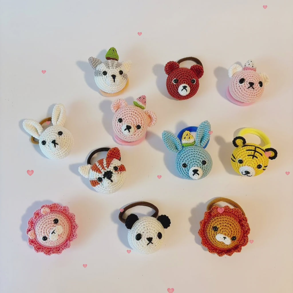 Élastique à cheveux animal au crochet fait main