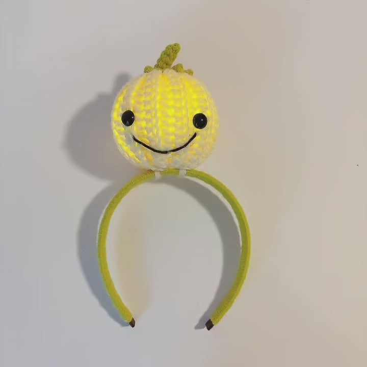 Serre-Tête Crochet Lumineux "Citrouille Souriante"