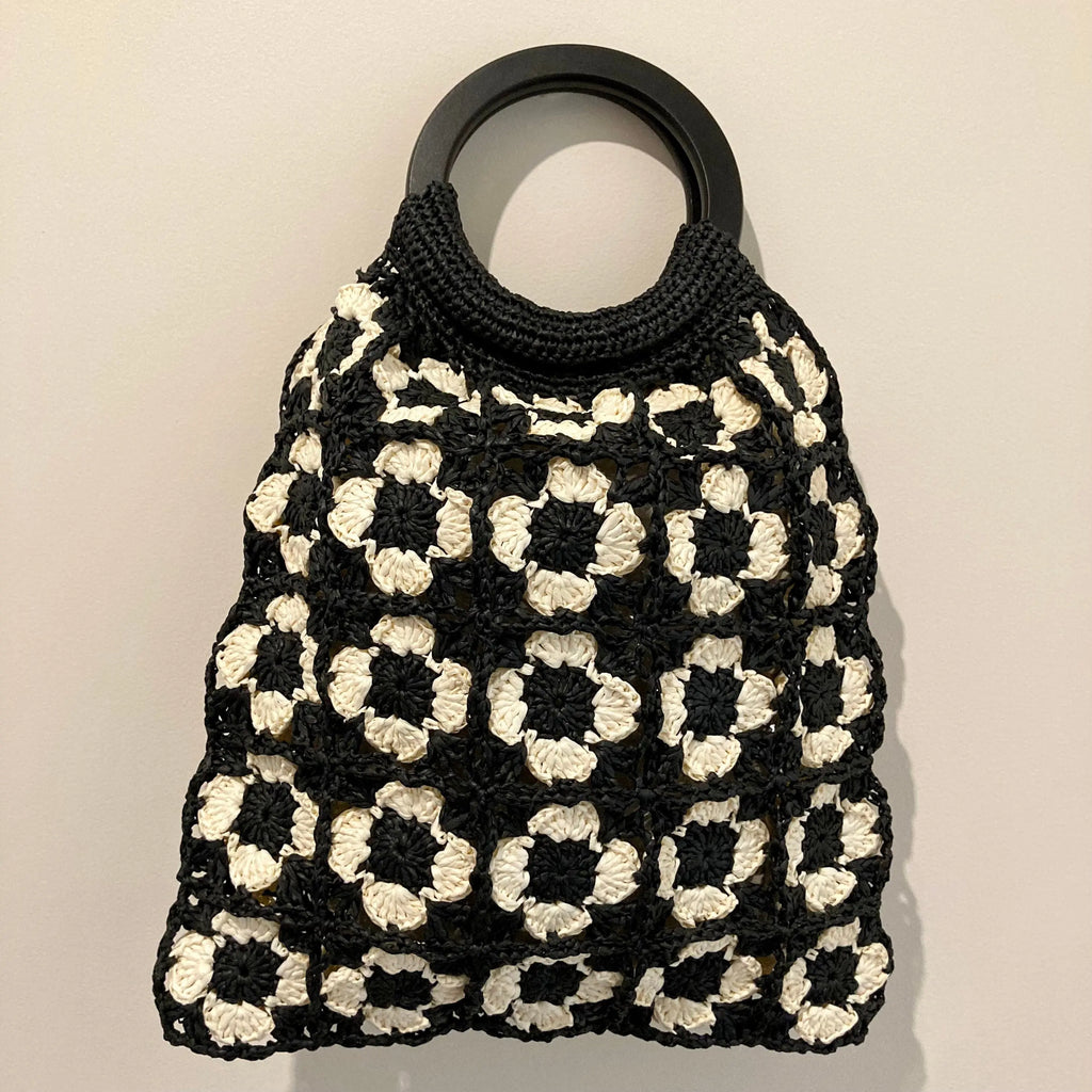 Sac tote (sac à main) en motif fleurs granny.