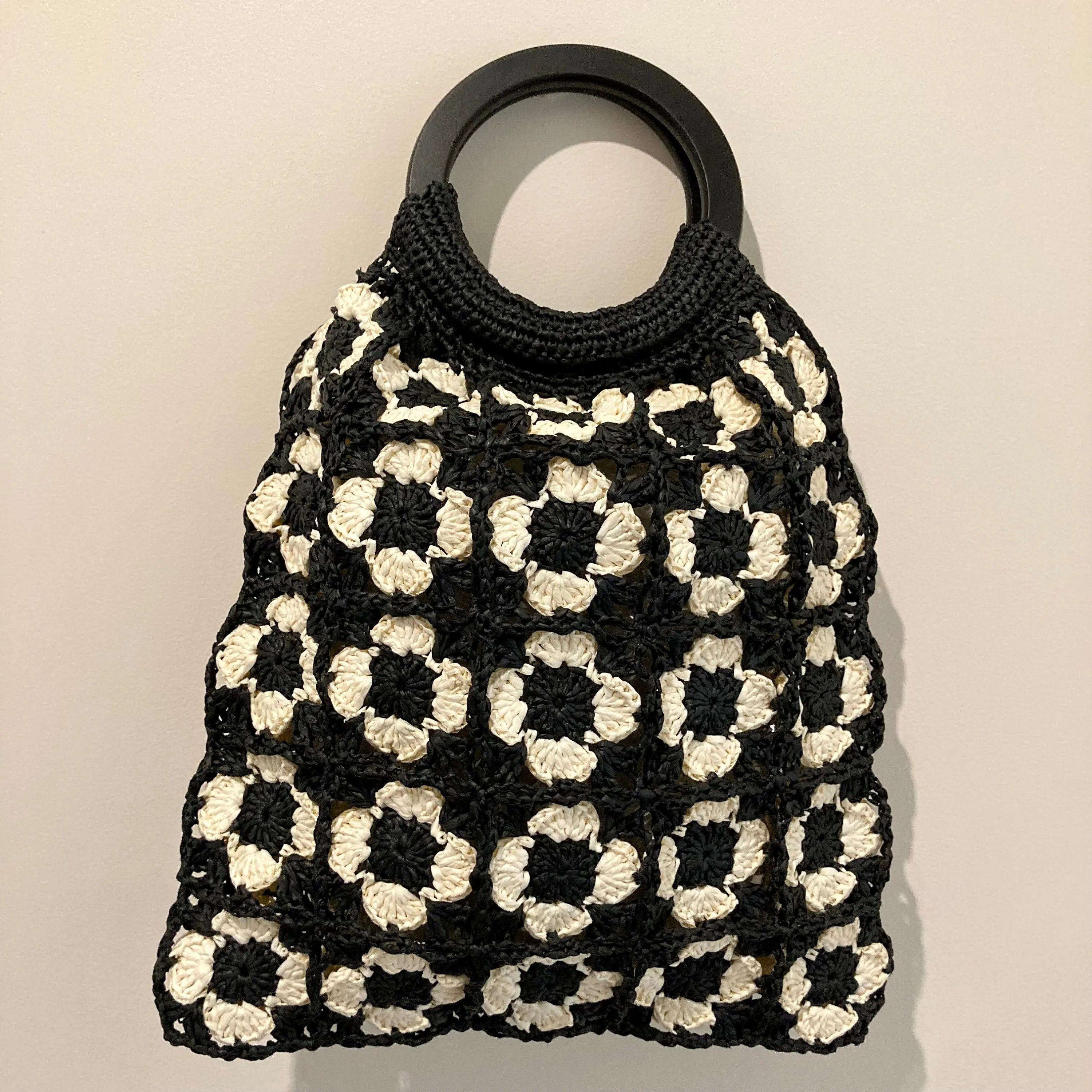 Sac tote (sac à main) en motif fleurs granny.