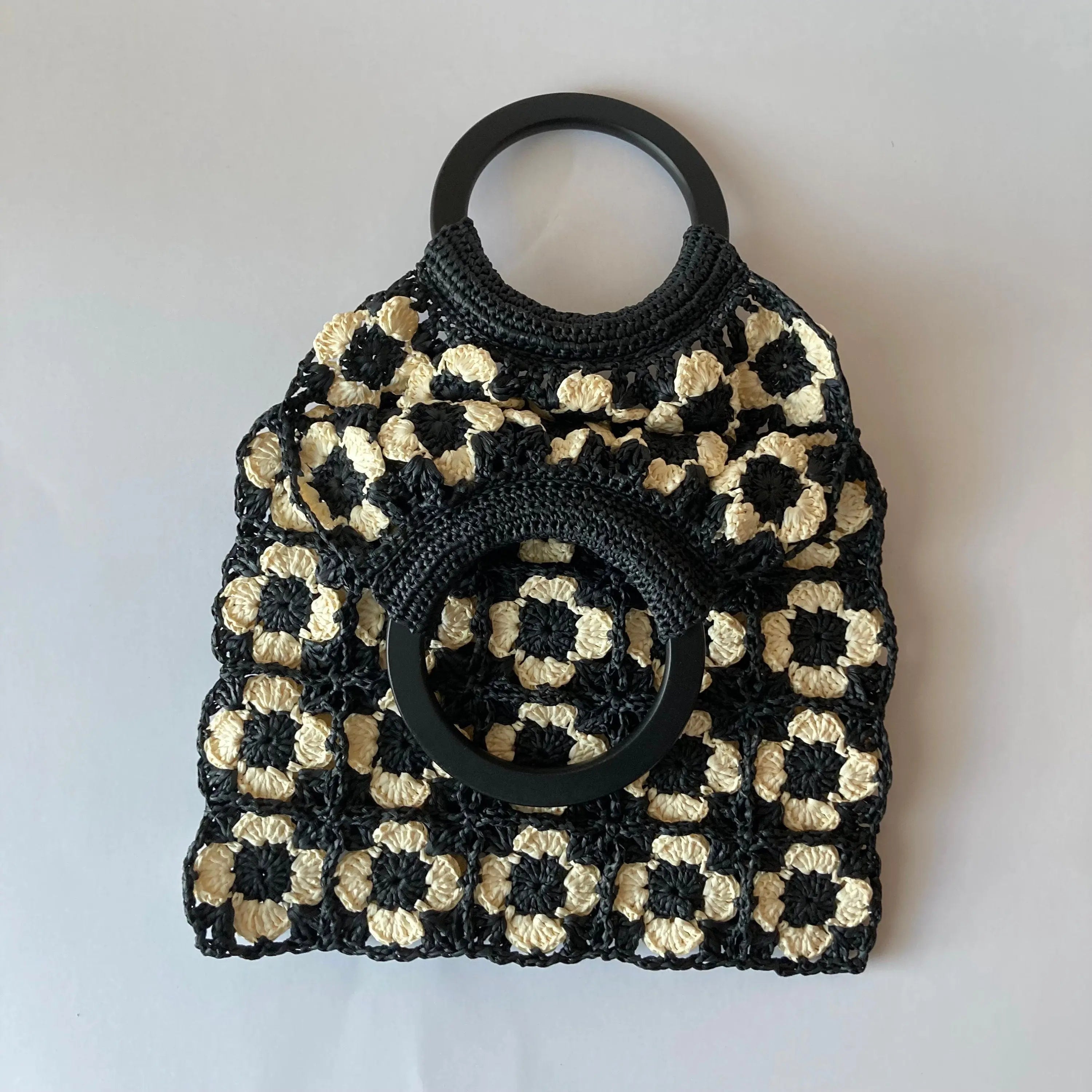 Sac tote (sac à main) en motif fleurs granny.