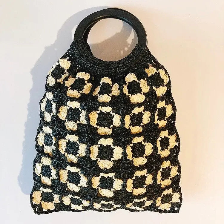 Sac tote (sac à main) en motif fleurs granny.