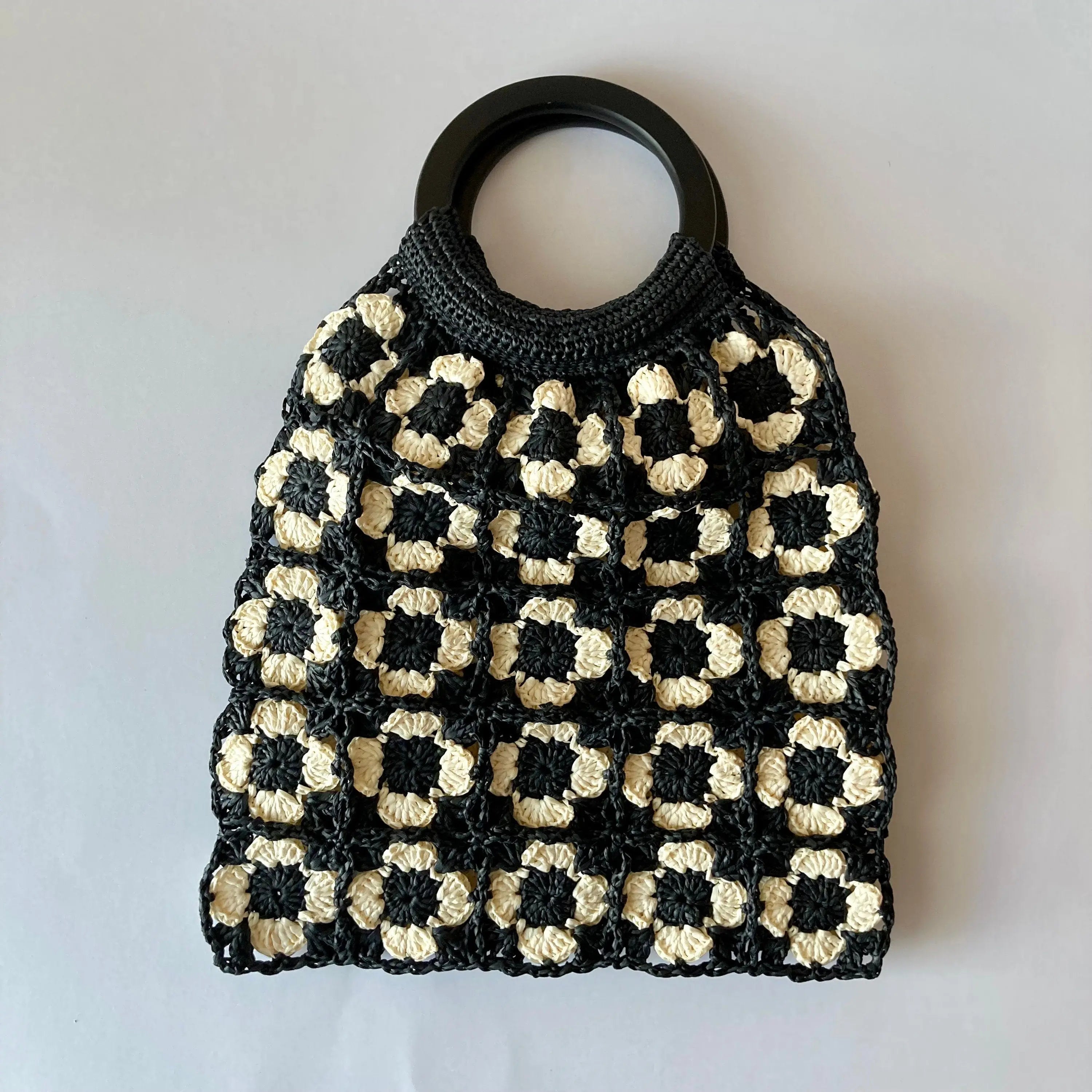 Sac tote (sac à main) en motif fleurs granny.